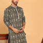 Embroidery and mirror work straight Kurta for Men ( KO 5190 Olive )