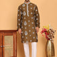 Embroidered Silk Blend Kurta Pyjama Set ( JOKP P 5191 Mehndi )
