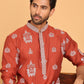 Embroidered Silk Blend Kurta Pyjama Set ( JOKP P 5191 Rust )