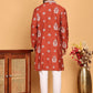 Embroidered Silk Blend Kurta Pyjama Set ( JOKP P 5191 Rust )