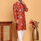Embroidered Silk Blend Kurta Pyjama Set ( JOKP P 5191 Rust )