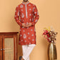 Embroidered Silk Blend Kurta Pyjama Set ( JOKP P 5191 Rust )
