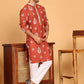 Embroidered Silk Blend Kurta Pyjama Set ( JOKP P 5191 Rust )