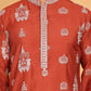 Embroidered Silk Blend Kurta Pyjama Set ( JOKP P 5191 Rust )