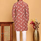 Floral Embroidered Straight Kurta Pyjama Set For Men ( JOKP P 5193 Rust ) [FF] [I-1-4]