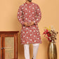Floral Embroidered Straight Kurta Pyjama Set For Men ( JOKP P 5193 Rust ) [FF] [I-1-4]