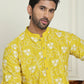 Floral Embroidered Straight Kurta Pyjama Set For Men ( JOKP P 5193 Yellow ) [FF] [I-1-4]
