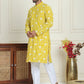 Floral Embroidered Straight Kurta Pyjama Set For Men ( JOKP P 5193 Yellow ) [FF] [I-1-4]