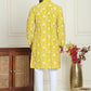 Floral Embroidered Straight Kurta Pyjama Set For Men ( JOKP P 5193 Yellow ) [FF] [I-1-4]