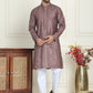 Embroidered and mirror work straight Kurta Set For Men, ( JOKP P 5194 Coffee )