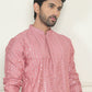 Embroidered and mirror work straight Kurta Set For Men, ( JOKP P 5194 Coral )