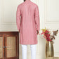 Embroidered and mirror work straight Kurta Set For Men, ( JOKP P 5194 Coral )