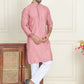 Embroidered and mirror work straight Kurta Set For Men, ( JOKP P 5194 Coral )
