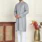 Embroidered and mirror work straight Kurta Set For Men, ( JOKP P 5194 Grey )