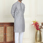 Embroidered and mirror work straight Kurta Set For Men, ( JOKP P 5194 Grey )