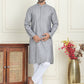 Embroidered and mirror work straight Kurta Set For Men, ( JOKP P 5194 Grey )