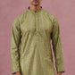 Embroidered and mirror work straight Kurta Set For Men ( JOKP P 5194 P 5194Olive ) [FF] [N-9]