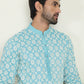 Embroidered Straight Kurtas For Men ( KO 5195 Blue )