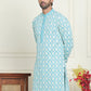 Embroidered Straight Kurtas For Men ( KO 5195 Blue )