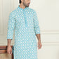 Embroidered Straight Kurtas For Men ( KO 5195 Blue )