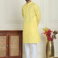 Men's Geometric Printed Kurta Set ( JOKP P 5198 Lemon )