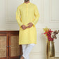 Men's Geometric Printed Kurta Set ( JOKP P 5198 Lemon )