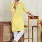 Men's Geometric Printed Kurta Set ( JOKP P 5198 Lemon )