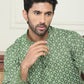 Men's Geometric Printed Kurta Set ( JOKP P 5198 Olive )