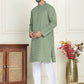 Men's Geometric Printed Kurta Set ( JOKP P 5198 Olive )