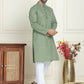 Men's Geometric Printed Kurta Set ( JOKP P 5198 Olive )