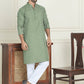Men's Geometric Printed Kurta Set ( JOKP P 5198 Olive )