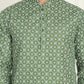 Men's Geometric Printed Kurta Set ( JOKP P 5198 Olive )