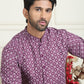 Men's Geometric Printed Kurta Set ( JOKP P 5198 Purple )
