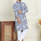 Embroidered Silk Blend Kurta Pyjama Set ( JOKP P 5201 Blue )