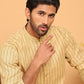 Men's Cotton Striped Kurta Pyjama Set ( JOKP P 5207 Beige )