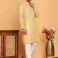 Men's Cotton Striped Kurta Pyjama Set ( JOKP P 5207 Beige )