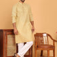 Men's Cotton Striped Kurta Pyjama Set ( JOKP P 5207 Beige )
