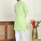 Men's Cotton Striped Kurta Pyjama Set ( JOKP P 5207 Green )