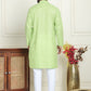Men's Cotton Striped Kurta Pyjama Set ( JOKP P 5207 Green )