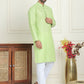 Men's Cotton Striped Kurta Pyjama Set ( JOKP P 5207 Green )