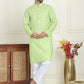 Men's Cotton Striped Kurta Pyjama Set ( JOKP P 5207 Green )