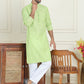 Men's Cotton Striped Kurta Pyjama Set ( JOKP P 5207 Green )