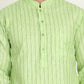 Men's Cotton Striped Kurta Pyjama Set ( JOKP P 5207 Green )