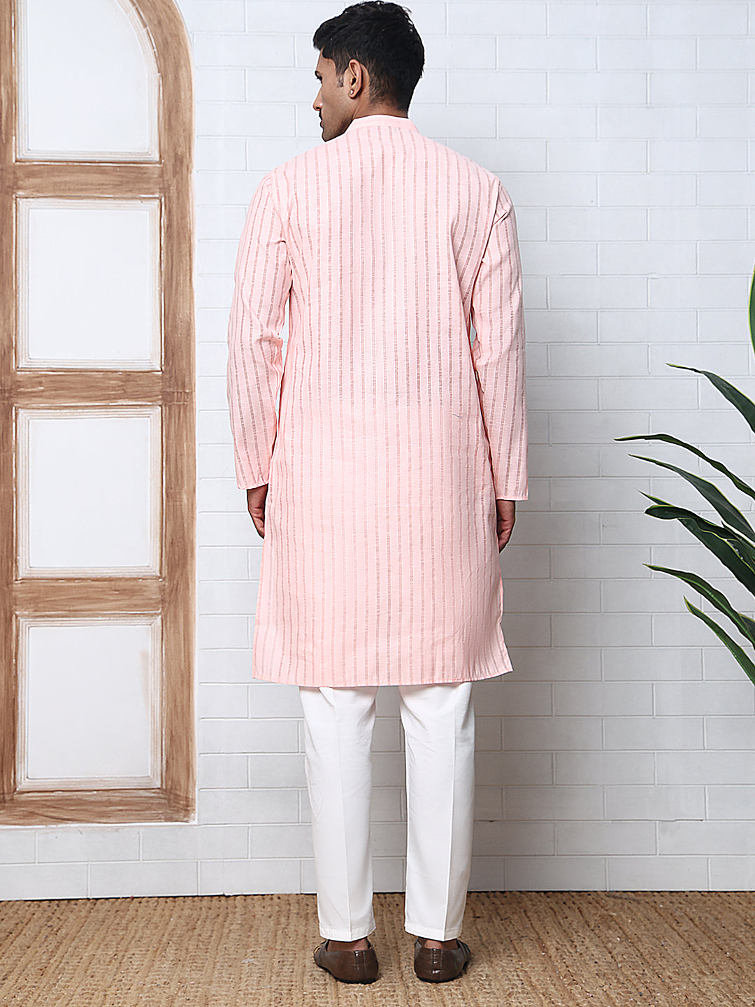 Men's Cotton Striped Kurta Pyjama Set ( JOKP P 5207 P 5207Peach ) [FF] [R-2-3]