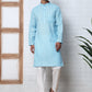 Men's Cotton Striped Kurta Pyjama Set ( JOKP P 5207 P 5207Sky ) [FF] [R-2-3]