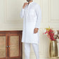 Men's Cotton Striped Kurta Pyjama Set ( JOKP P 5207 White )