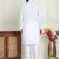 Men's Cotton Striped Kurta Pyjama Set ( JOKP P 5207 White )