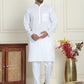 Men's Cotton Striped Kurta Pyjama Set ( JOKP P 5207 White )