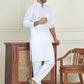Men's Cotton Striped Kurta Pyjama Set ( JOKP P 5207 White )