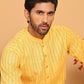 Men's Cotton Striped Kurta Pyjama Set ( JOKP P 5207 Yellow )
